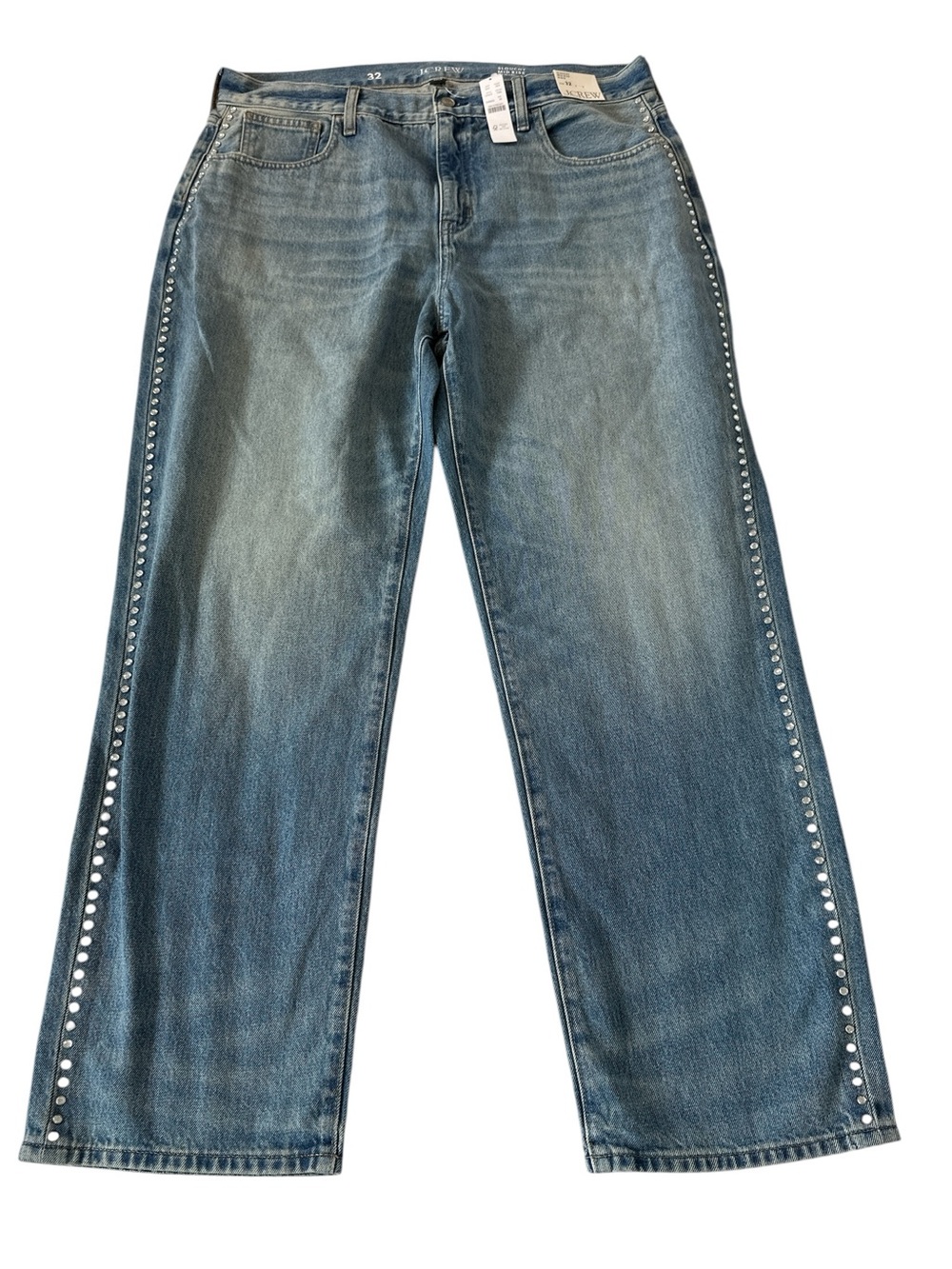 J. Crew Slouchy Mid Rise Rigid Rhinestone Jeans - Picture 2 of 10